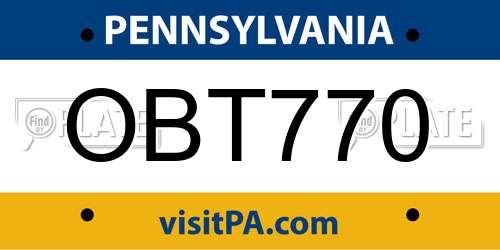 OBT770 Pennsylvania License Plate