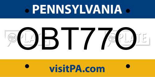 OBT77O Pennsylvania License Plate