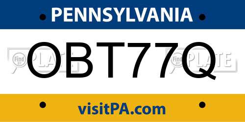OBT77Q Pennsylvania License Plate