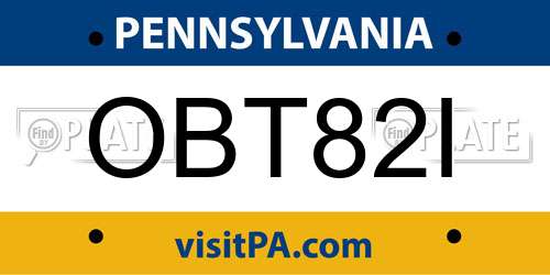 OBT82I Pennsylvania License Plate