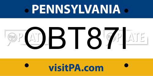 OBT87I Pennsylvania License Plate