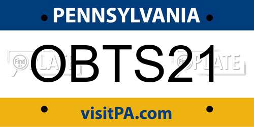 OBTS21 Pennsylvania License Plate