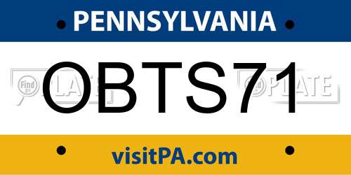 OBTS71 Pennsylvania License Plate