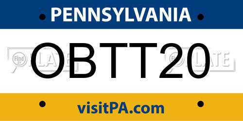 OBTT20 Pennsylvania License Plate