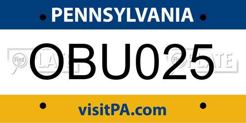 OBU025 Pennsylvania License Plate
