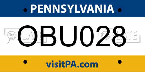 OBU028 Pennsylvania License Plate