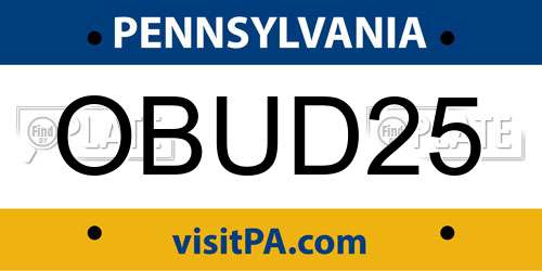 OBUD25 Pennsylvania License Plate