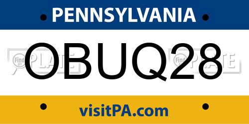 OBUQ28 Pennsylvania License Plate