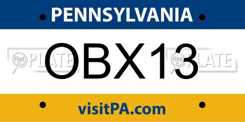 OBX13 Pennsylvania License Plate