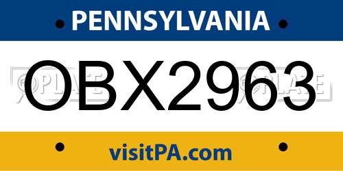OBX2963 Pennsylvania License Plate