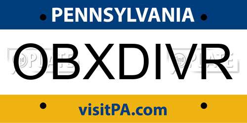 OBXDIVR Pennsylvania License Plate
