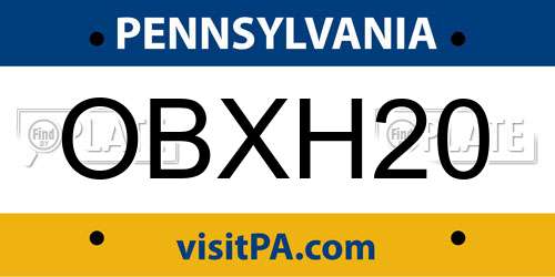 OBXH20 Pennsylvania License Plate