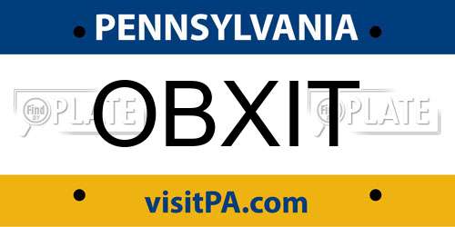 OBXIT Pennsylvania License Plate