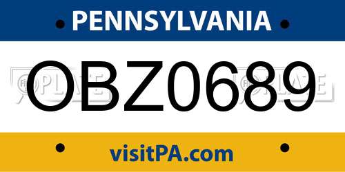 OBZ0689 Pennsylvania License Plate