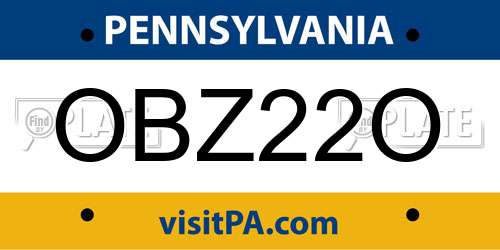 OBZ22O Pennsylvania License Plate