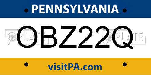 OBZ22Q Pennsylvania License Plate