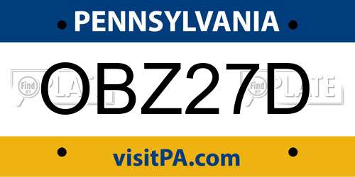 OBZ27D Pennsylvania License Plate