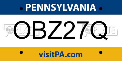 OBZ27Q Pennsylvania License Plate