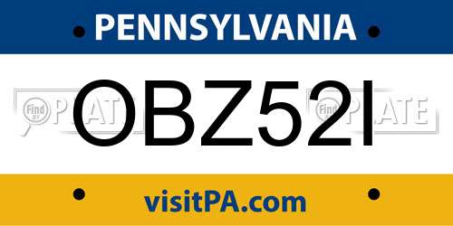 OBZ52I Pennsylvania License Plate