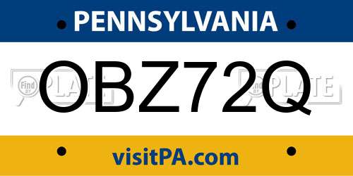 OBZ72Q Pennsylvania License Plate