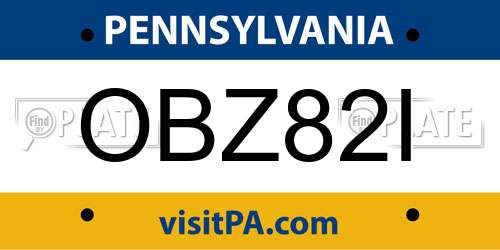 OBZ82I Pennsylvania License Plate