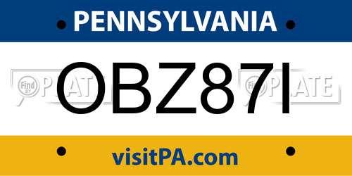 OBZ87I Pennsylvania License Plate