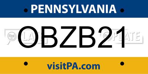 OBZB21 Pennsylvania License Plate