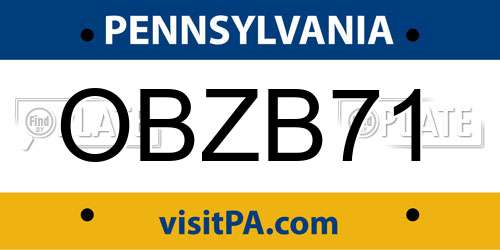 OBZB71 Pennsylvania License Plate
