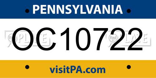 OC10722 Pennsylvania License Plate
