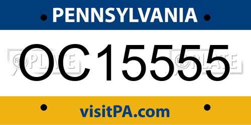 OC15555 Pennsylvania License Plate