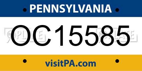 OC15585 Pennsylvania License Plate