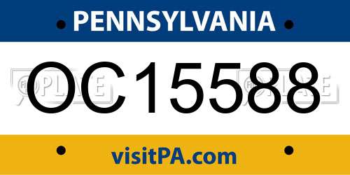 OC15588 Pennsylvania License Plate