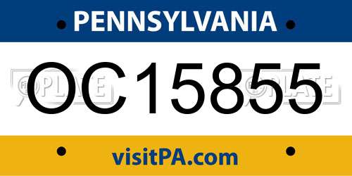 OC15855 Pennsylvania License Plate