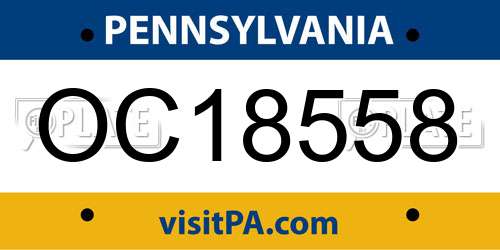 OC18558 Pennsylvania License Plate
