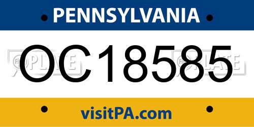 OC18585 Pennsylvania License Plate