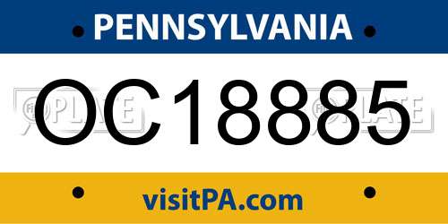 OC18885 Pennsylvania License Plate