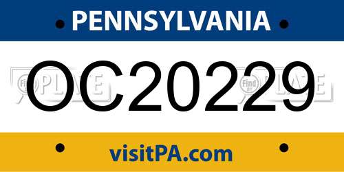 OC20229 Pennsylvania License Plate