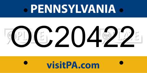 OC20422 Pennsylvania License Plate