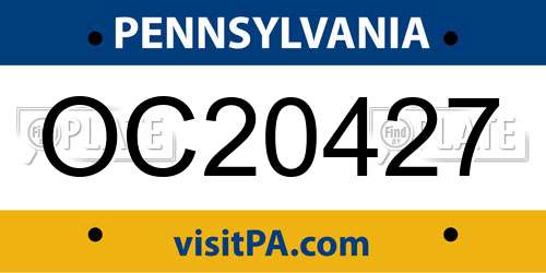 OC20427 Pennsylvania License Plate