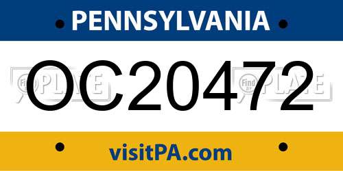 OC20472 Pennsylvania License Plate