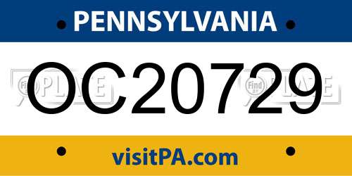 OC20729 Pennsylvania License Plate