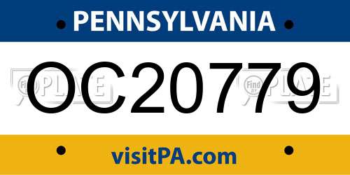 OC20779 Pennsylvania License Plate