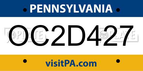 OC2D427 Pennsylvania License Plate