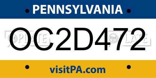 OC2D472 Pennsylvania License Plate
