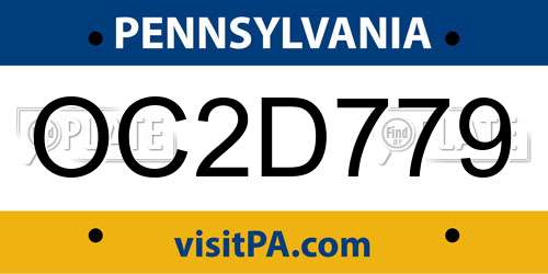 OC2D779 Pennsylvania License Plate