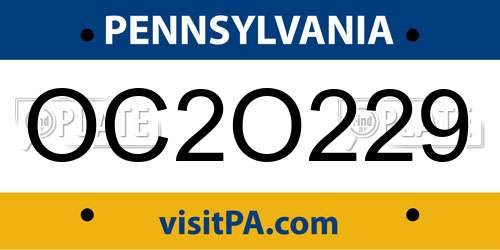 OC2O229 Pennsylvania License Plate