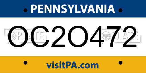 OC2O472 Pennsylvania License Plate