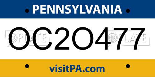 OC2O477 Pennsylvania License Plate