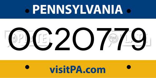 OC2O779 Pennsylvania License Plate