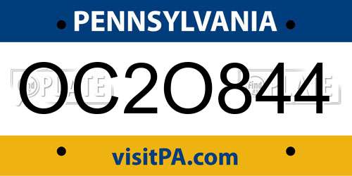OC2O844 Pennsylvania License Plate